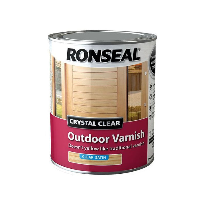 Ronseal Crystal Clear Outdoor Varnish Satin 750ml Ronseal - Town Tools