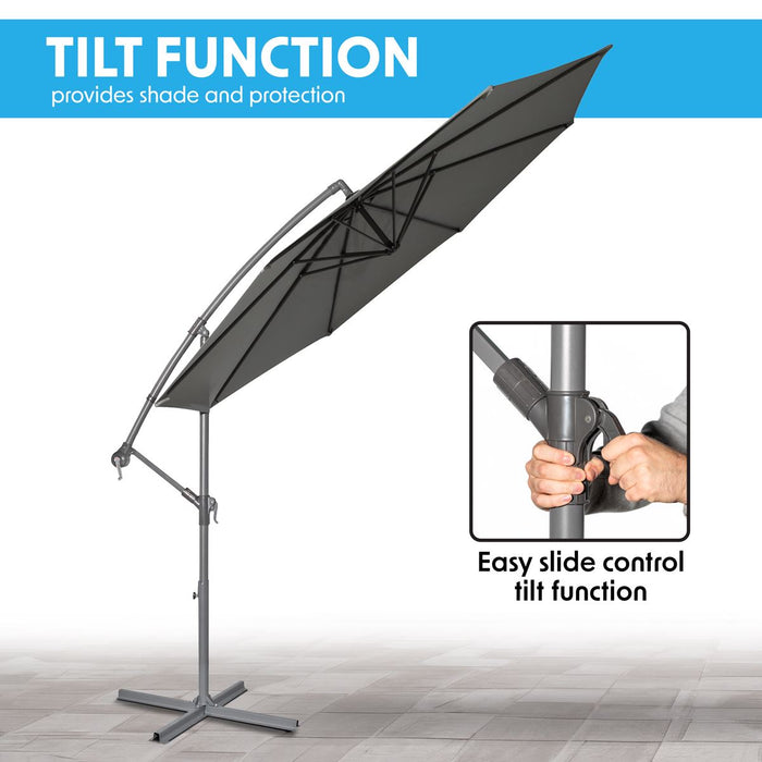 Dellonda Banana Parasol with Cover 3m - Grey DG264