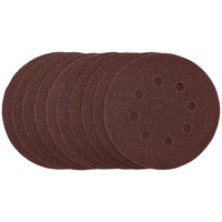 Draper Punched Sanding Discs, 125mm, Hook & Loop, 80 Grit, (Pack of 10) 54755