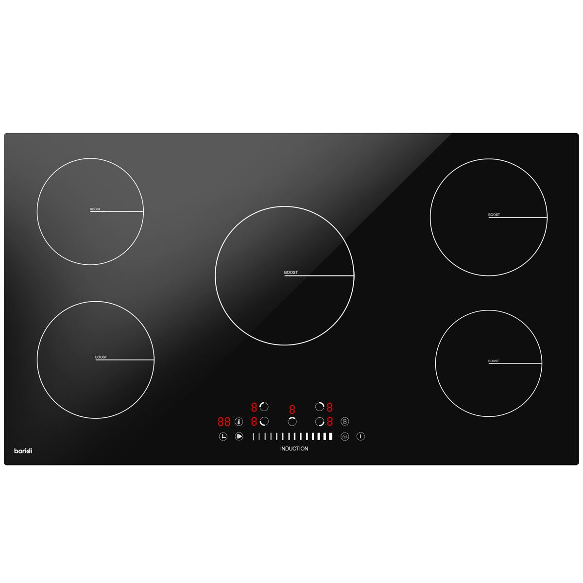Baridi Integrated Induction Hob with 5 Cooking Zones 90cm 9300W Output Baridi - Town Tools 