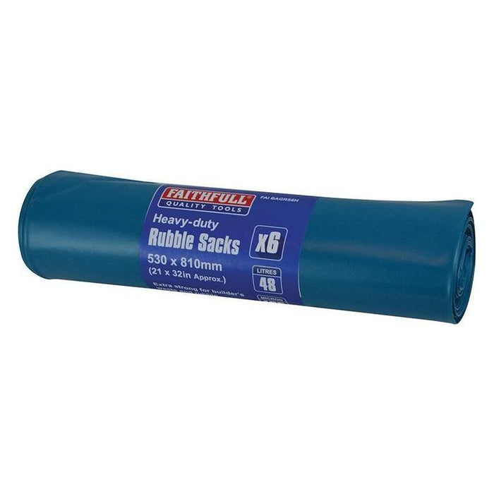 Faithfull Blue Heavy-Duty Rubble Sacks (Roll 6) Faithfull - Town Tools
