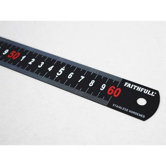 Faithfull Matt Black Stainless Steel Measuring Rule 600mm Faithfull - Town Tools