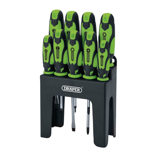 Draper Soft Grip Screwdriver Set, Green (9 Piece) 16223 Draper - Town Tools 