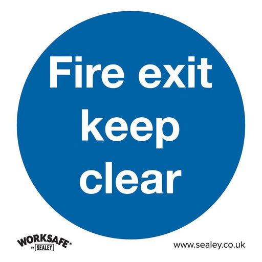 Sealey Mandatory Safety Sign Fire Exit Keep Clear Self-Adhesive Vinyl Pack of 10 Sealey - Town Tools 