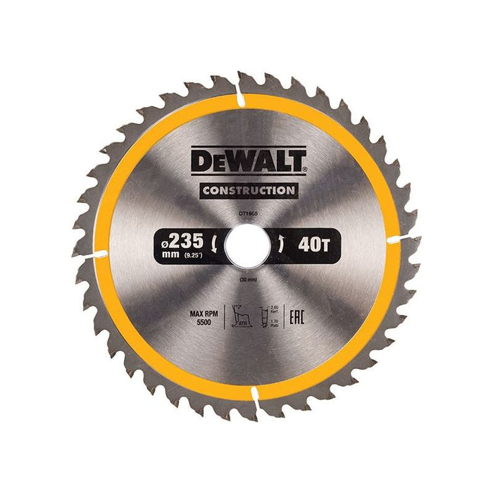 Dewalt Power Tools Portable Construction Circular Saw Blade 235 x 30mm x 40T DeWALT Power Tools - Town Tools