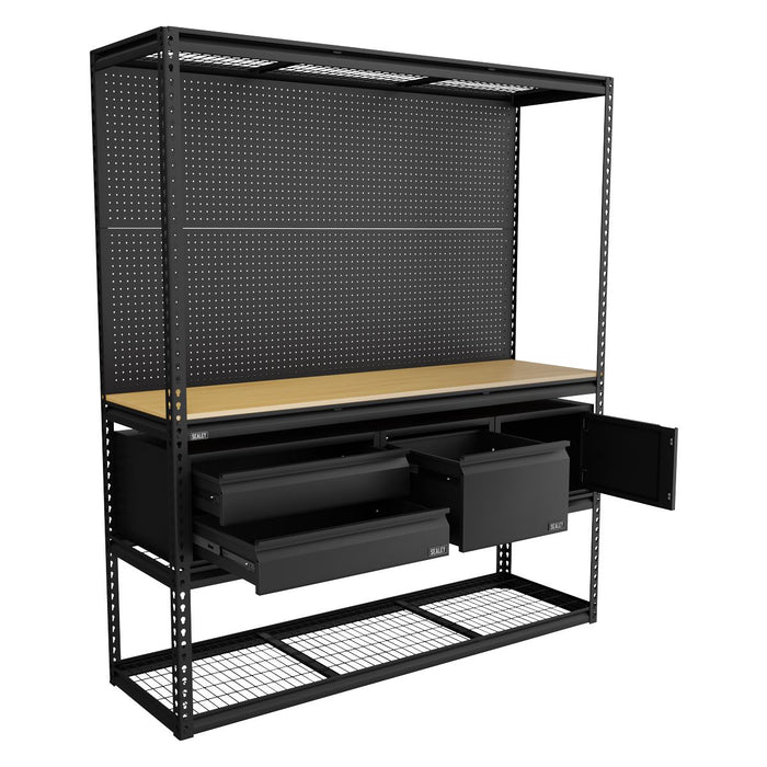 Sealey Heavy-Duty Modular Workbench & Racking Kit with 3 Storage Units Sealey - Town Tools 