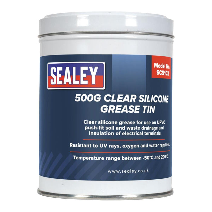 Sealey Silicone Clear Grease 500g Tin SCS102 Sealey - Town Tools 