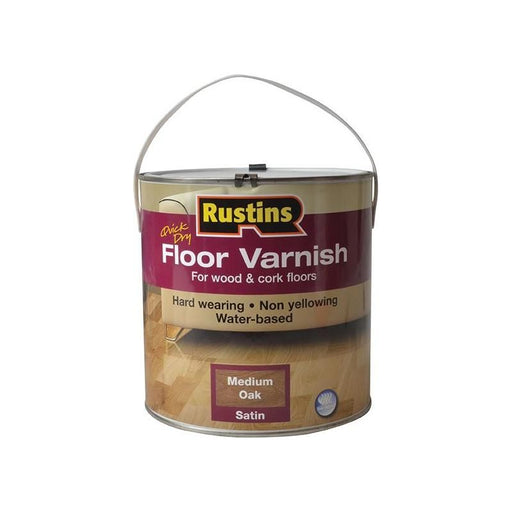 Rustins Quick Dry Coloured Floor Varnish Medium Oak 2.5 litre Rustins - Town Tools