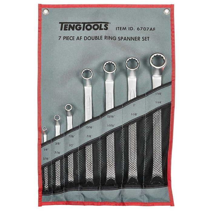 Teng Tools Double Ring Spanner Set AF Tool Roll 7 Pieces Teng Tools - Town Tools 