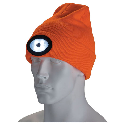 Draper Beanie Hat with Rechargeable Torch, One Size, 1W, 100 Lumens, High-vis Or Draper - Town Tools 