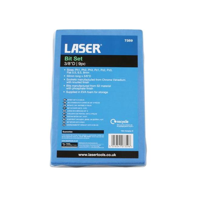 Laser Socket Bit Set 3/8"D 9pc 7359