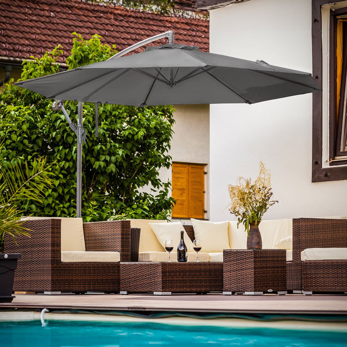 Dellonda Banana Parasol with Cover 3m - Grey DG264