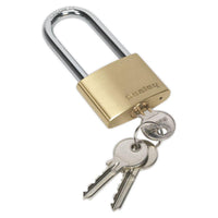 Sealey Brass Body Padlock Long Shackle 50mm PL102L