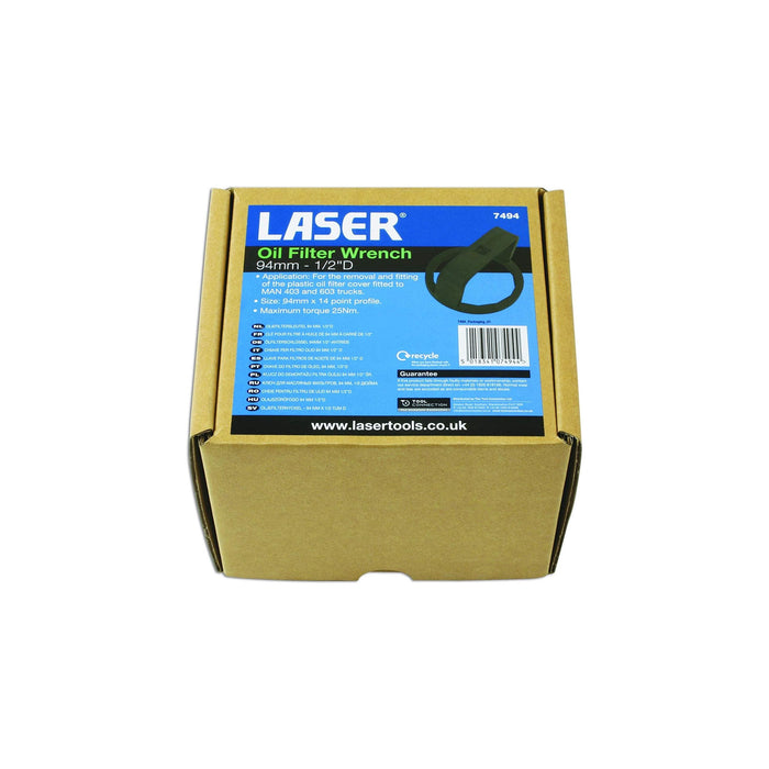 Laser Oil Filter Wrench 94mm x 14 Flutes 7494