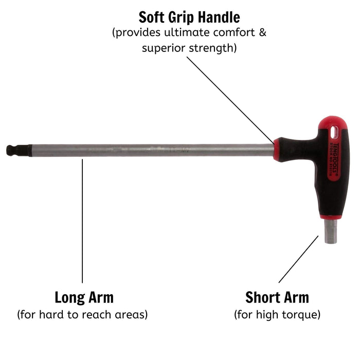 Teng Tools T Handle Ball Point Hex Key AF 3/16" Teng Tools - Town Tools 