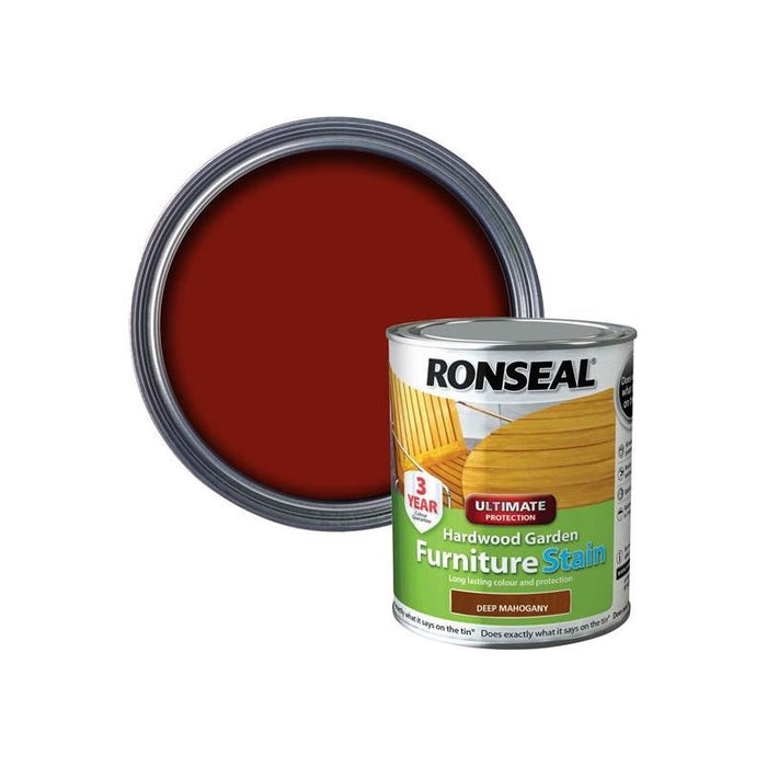 Ronseal Ultimate Protection Hardwood Garden Furniture Stain Deep Mahogany 750ml Ronseal - Town Tools