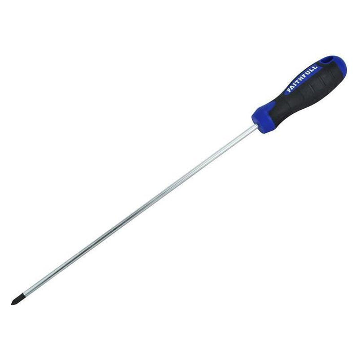 Faithfull Soft Grip Screwdriver Pozidriv Tip PZ2 x 250mm Long Reach Faithfull - Town Tools