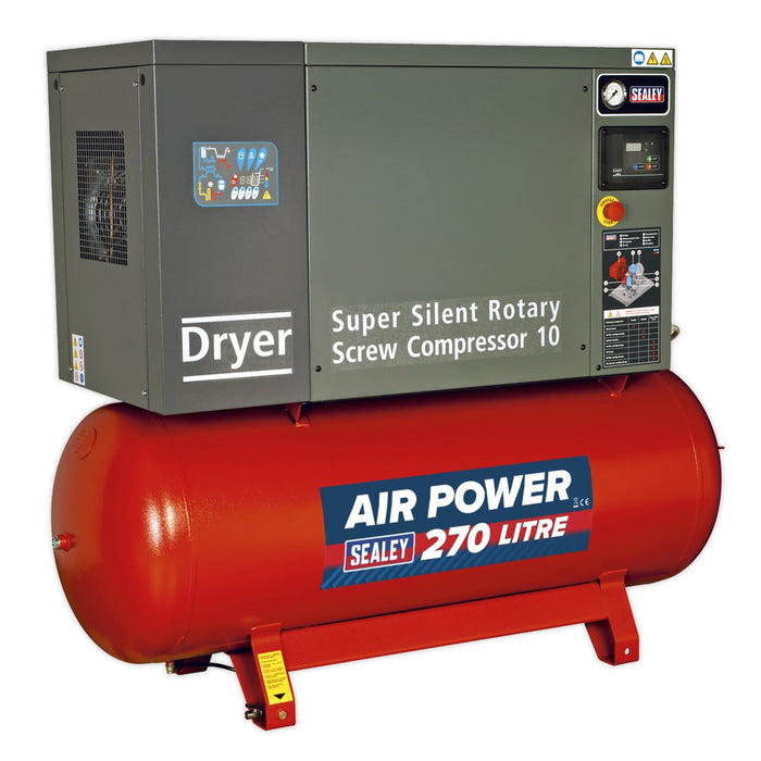 Sealey Screw Air Compressor 270L 10hp 3ph Low Noise with Dryer SSC12710D Sealey - Town Tools 