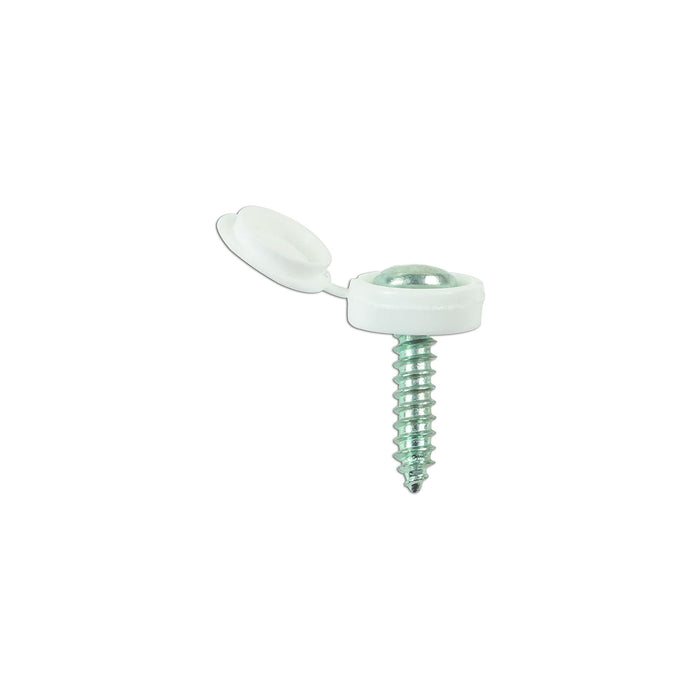 Connect White Number Plate Flip Top & Screw 5pc 36884 Tool Connection - Town Tools 