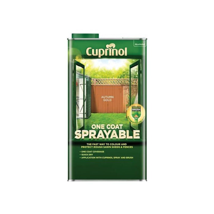 Cuprinol One Coat Sprayable Fence Treatment Autumn Gold 5 litre Cuprinol - Town Tools