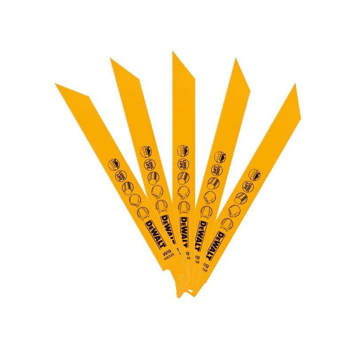 Dewalt Power Tools Bi-Metal Reciprocating Blade for Metal 203mm x 18 TPI (Pack 5) DeWALT Power Tools - Town Tools