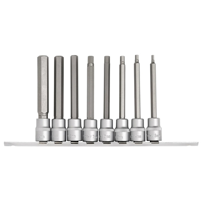Draper Expert Long Metric Hex. Socket Bit Set, 3/8" Sq. Dr., 100mm (8 Piece)
