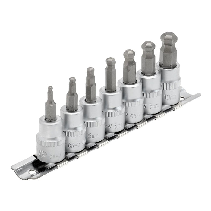 Draper Expert Ball-end Hex. Socket Bit Set, 3/8" Sq. Dr., 48mm (7 Piece)