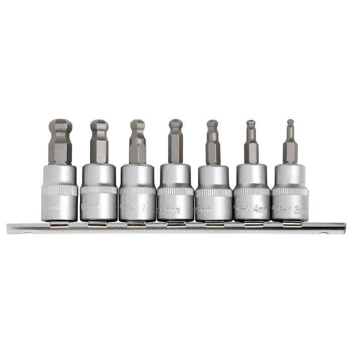 Draper Expert Ball-end Hex. Socket Bit Set, 3/8" Sq. Dr., 48mm (7 Piece)