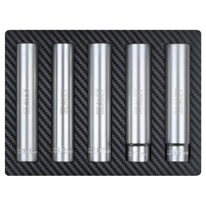 Sealey Extra-Deep Socket Set 3/8"Sq Drive 15, 16, 17, 18 & 19mm 5pc SX1519 Sealey - Town Tools 