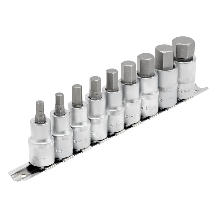 Draper Expert Metric Hex. Socket Bit Set, 1/2" Sq. Dr., 55mm (9 Piece)