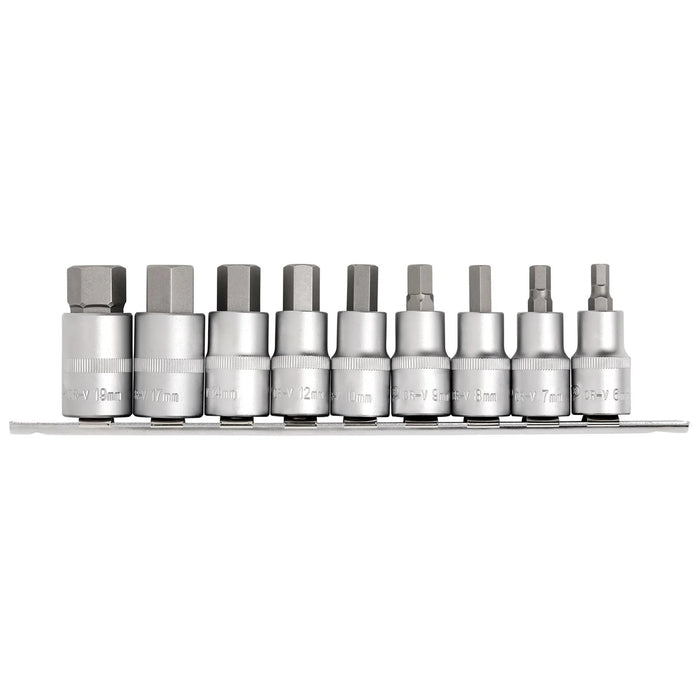 Draper Expert Metric Hex. Socket Bit Set, 1/2" Sq. Dr., 55mm (9 Piece)