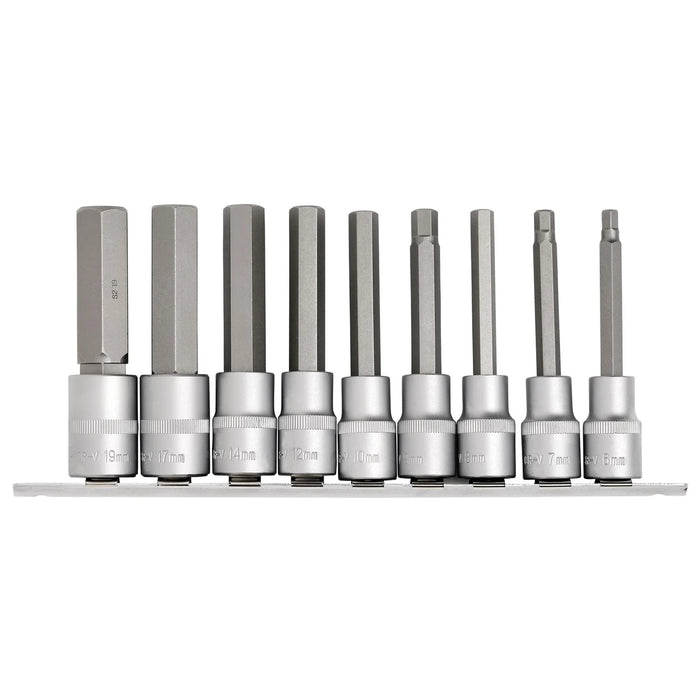 Draper Expert Long Metric Hex. Socket Bit Set, 1/2" Sq. Dr., 100mm (9 Piece)