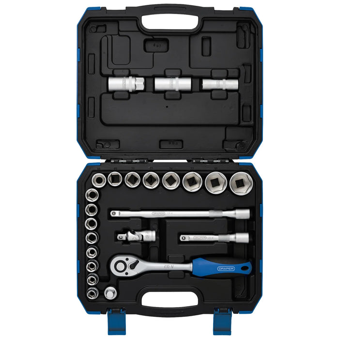Draper HI-TORQ® Metric Socket Set, 1/2" Sq. Dr. (24 Piece) - HD24M