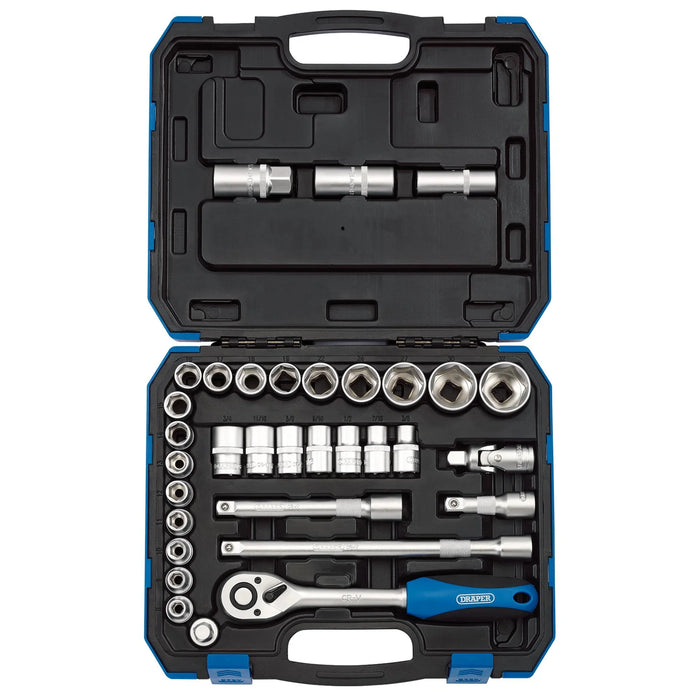 Draper HI-TORQ® Combined MM/AF Socket Set, 1/2" Sq. Dr. (33 Piece) - HD33AM