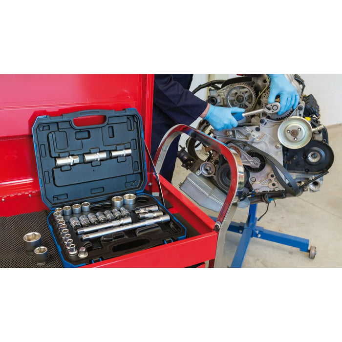 Draper HI-TORQ® Combined MM/AF Socket Set, 1/2" Sq. Dr. (33 Piece) - HD33AM