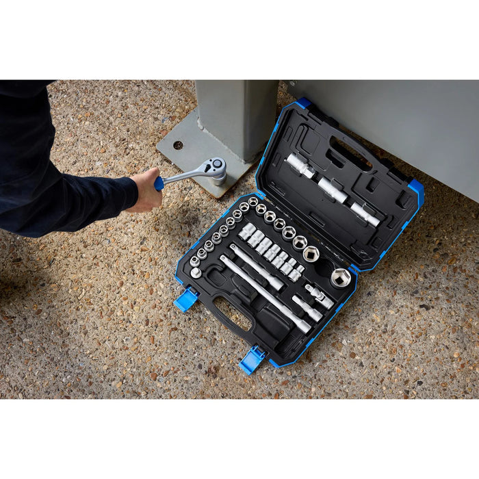 Draper HI-TORQ® Combined MM/AF Socket Set, 1/2" Sq. Dr. (33 Piece) - HD33AM