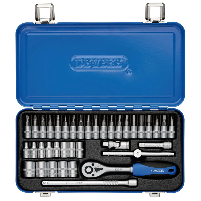 Draper Metric Socket Set in Metal Case, 1/4" Sq. Dr. (38 Piece) - BD38M/MT
