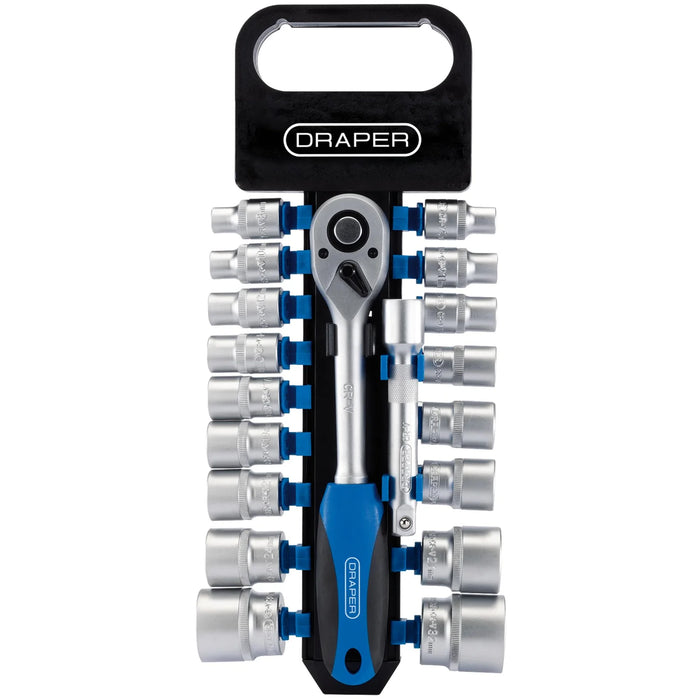 Draper Metric Socket and Ratchet Set, 1/2" Sq. Dr. (19 Piece) - HD19M/PR