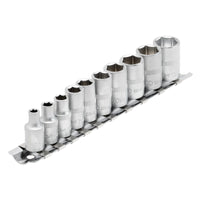 Draper Metric Socket on Metal Rail, 1/4" Sq. Dr. (10 Piece) - BD10MM