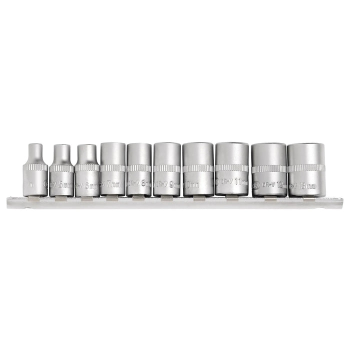 Draper Metric Socket on Metal Rail, 1/4" Sq. Dr. (10 Piece) - BD10MM