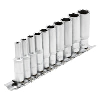 Draper Metric Deep Socket on Metal Rail, 1/4" Sq. Dr. (10 Piece) - BD10MMD