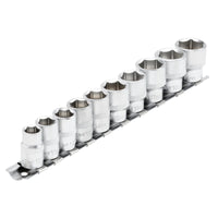 Draper Socket Set on Metal Rail, 3/8" Sq. Dr. (10 Piece) - DD10MM