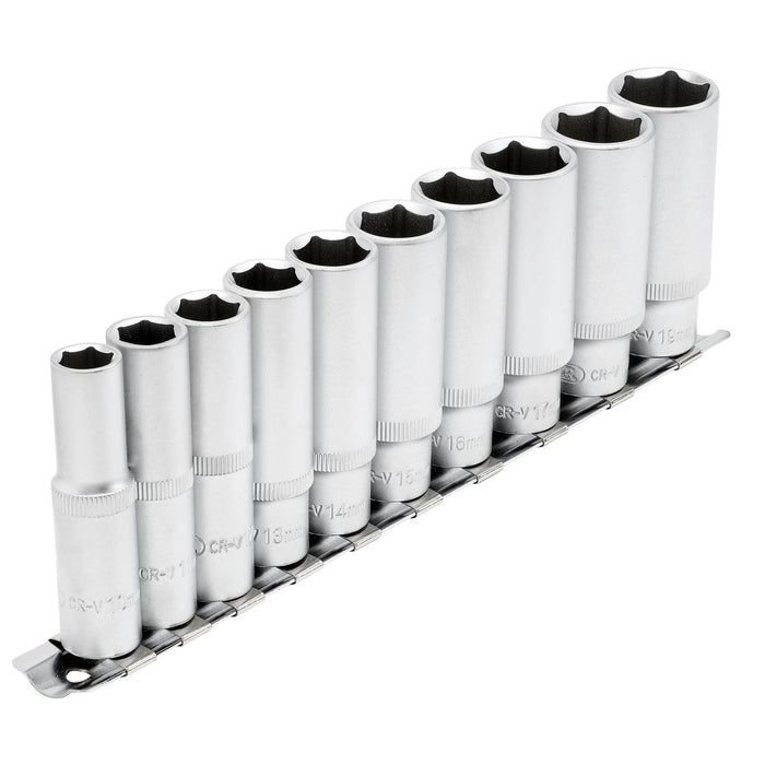 Draper Deep Socket Set on Metal Rail, 3/8" Sq. Dr. (10 Piece) - DD10MMD