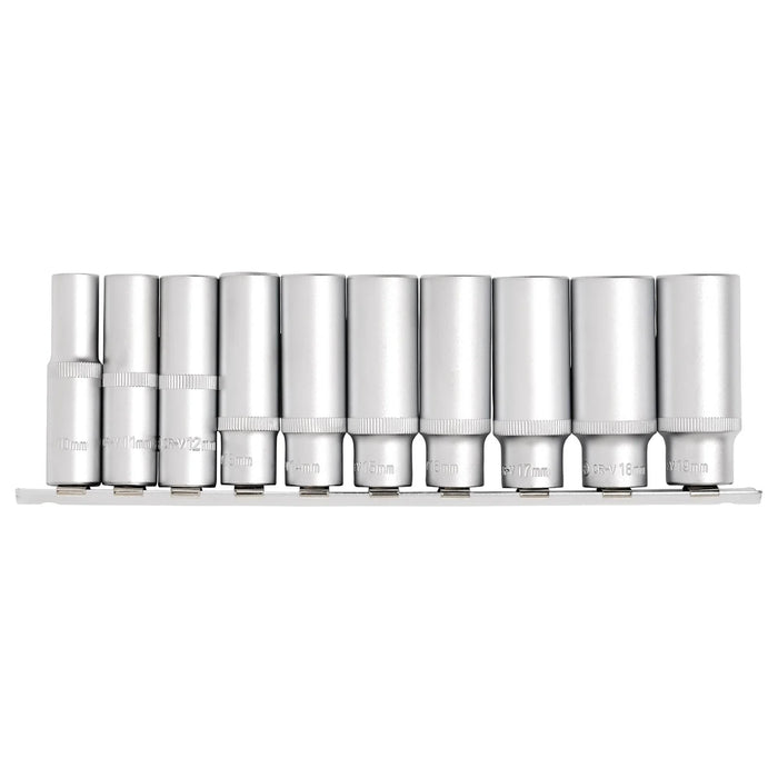Draper Deep Socket Set on Metal Rail, 3/8" Sq. Dr. (10 Piece) - DD10MMD