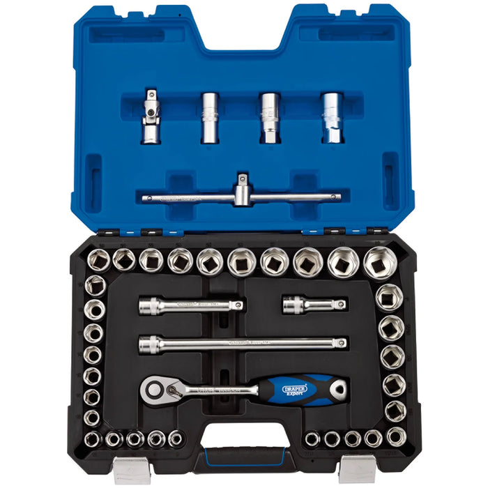 Draper Expert Combined MM/AF Socket Set, 1/2" Sq. Dr. (41 Piece) - H41AM/SG