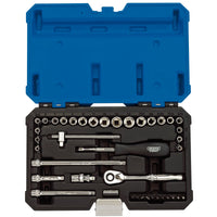 Draper Expert Combined MM/AF Socket Set, 1/4" Sq. Dr. (40 Piece) - B40AMN/B