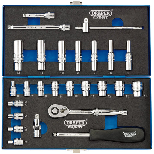 Draper Expert Metric Socket Set, 1/4" Sq. Dr. (26 Piece) - B26M/MC/B - image 1