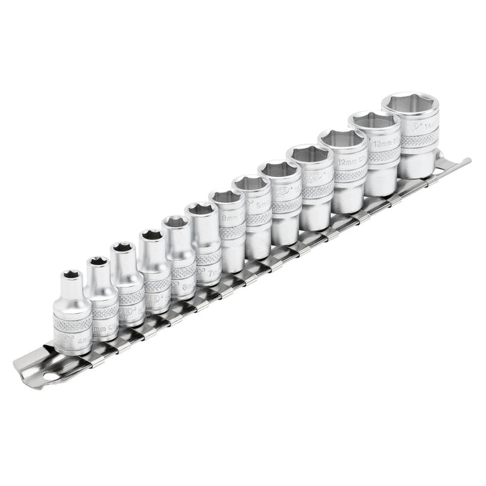 Draper Expert HI-TORQ® Metric Socket Set on a Metal Rail, 1/4" Sq. Dr. (13