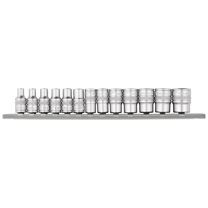 Draper Expert HI-TORQ® Metric Socket Set on a Metal Rail, 1/4" Sq. Dr. (13