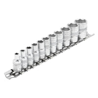 Draper Expert Imperial Socket Set on a Metal Rail, Sq. Dr. (11 Piece) 1-3